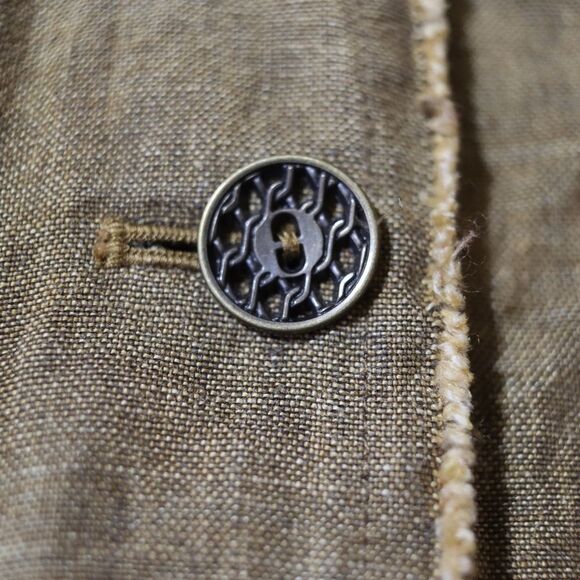 Ellen Tracy Vintage Brown Linen Button Down Boho Blouse 100% Linen 14 - Picture 5 of 12